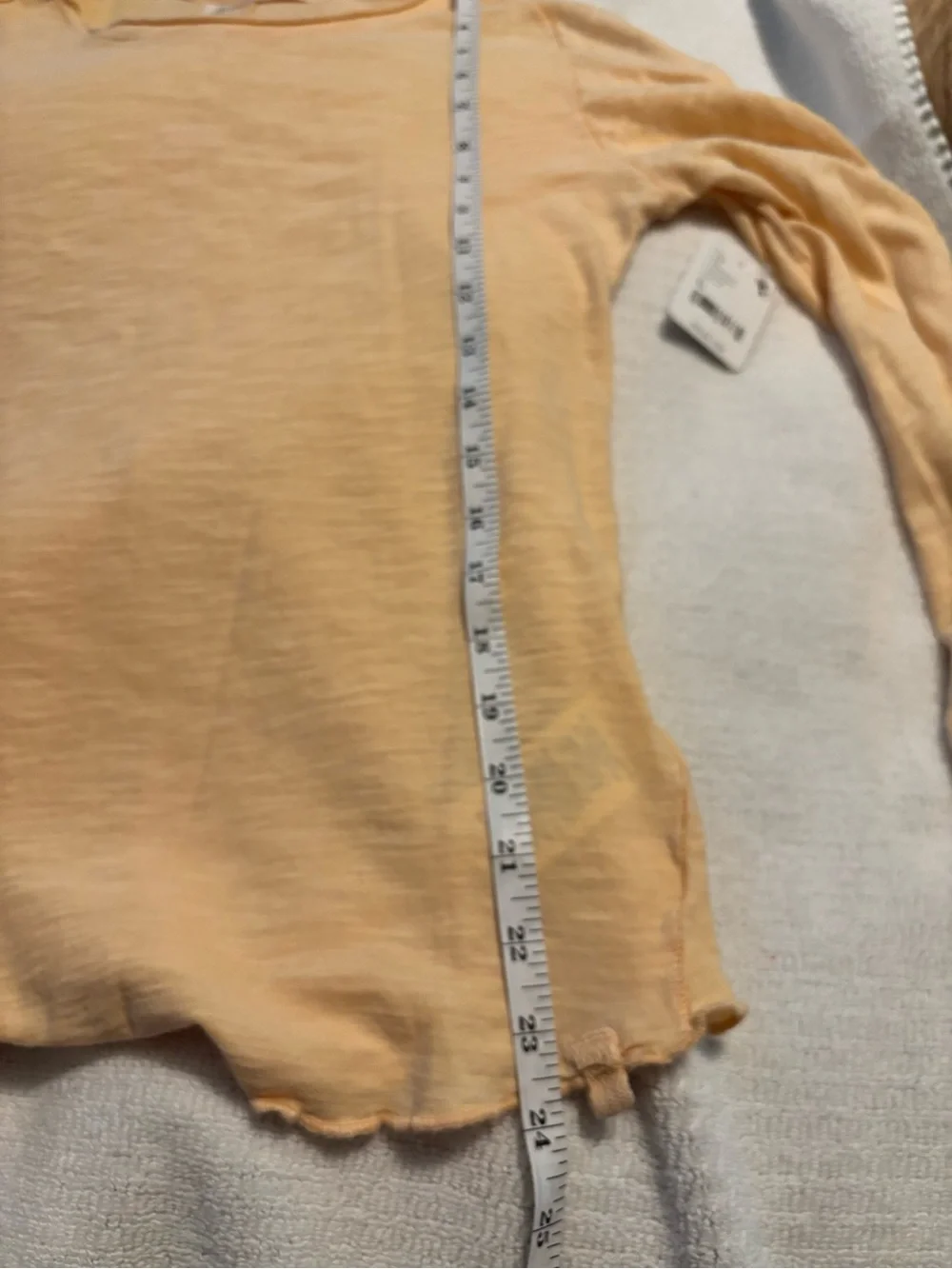 Free People white peach NWT Long-Sleeve Lettuce-Edge Top